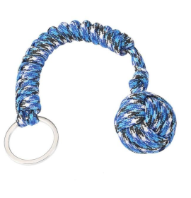 Outdoor Seven Core Umbrella Rope Climbing Survival Key Chain Hanging Hand-woven Round Steel Ball (Color: Blue)