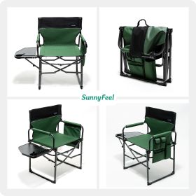 Camping Directors Chair, Heavy Duty,Oversized Portable Folding Chair with Side Table, Pocket for Beach, Fishing,Trip,Picnic,Lawn (Color: Green)