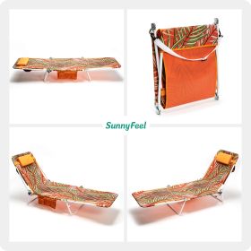 Beach Lounge Chair, Reclining Beach Chairs, 180-degree & Lay Flat (Color: Orange)