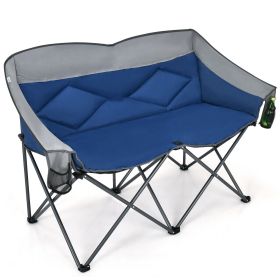 Folding Camping Chair with Bags and Padded Backrest (Color: Blue)